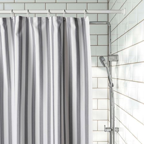 IKEA - STAVBJÖRNBAR, shower curtain, black-white, 180x200 cm
