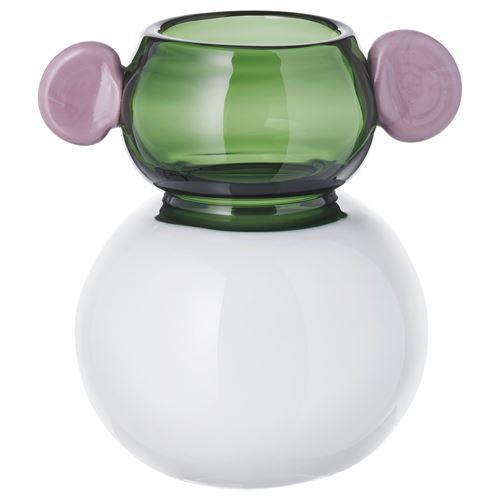 IKEA - IKEA PS 2026, cam vazo, beyaz-yeşil pembe, 15 cm