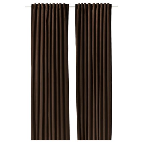 IKEA - SANELA, background curtain, 1 pair, dark brown, 140x300 cm