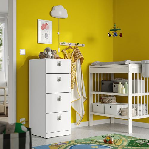 IKEA - LASTARE, chest of 4 drawers, white, 40x42x100 cm