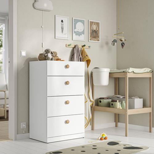 IKEA - LASTARE, chest of 4 drawers, white, 60x42x100 cm