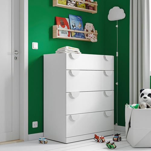 IKEA - LASTARE, chest of 4 drawers, white, 80x42x100 cm