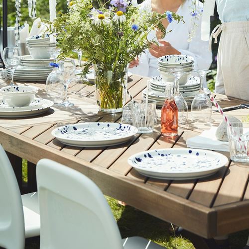 IKEA - SILVERSIDA, plate, patterned-blue, 26 cm