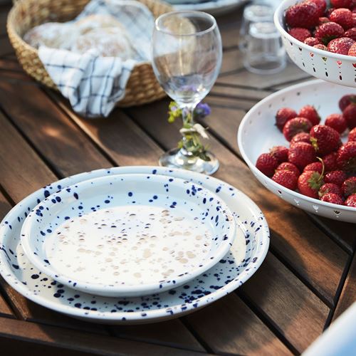 IKEA - SILVERSIDA, plate, patterned-blue, 26 cm