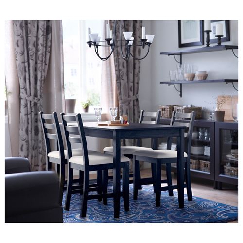 IKEA - LERHAMN, döşemeli ahşap sandalye, venge-vittaryd bej