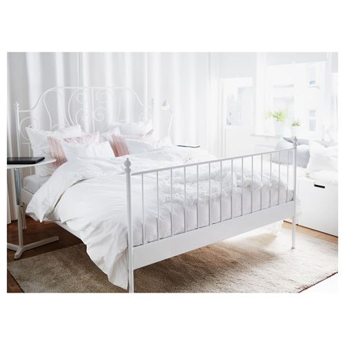 IKEA - LEIRVIK/LÖNSET, double bed, white, 160x200 cm