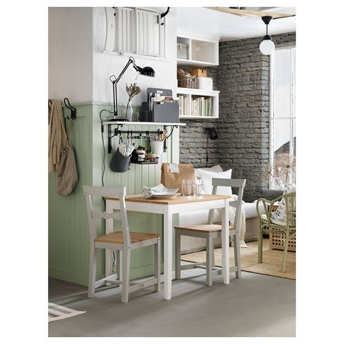 IKEA - LERHAMN, mutfak masası, açık antika vernik-beyaz vernik, 2 kişilik