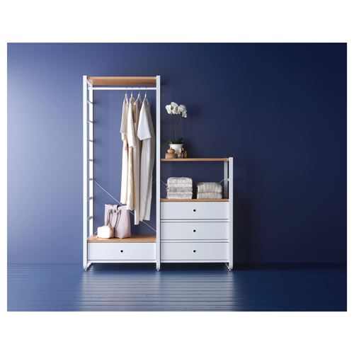 IKEA - ELVARLI, clothes storage, white/bamboo, 165x55x216 cm