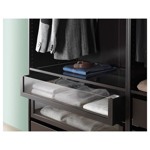 IKEA - KOMPLEMENT, cam panelli çekmece, venge, 100x58 cm