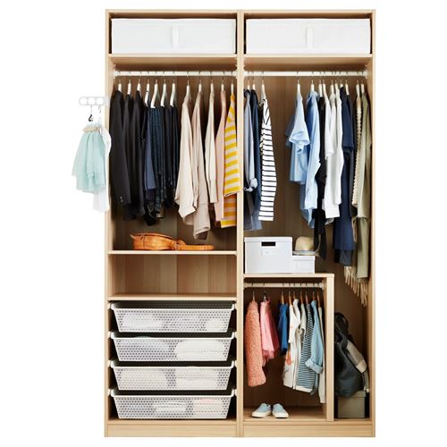 IKEA - PAX/SEKKEN, PAX sürgü kapaklı gardırop, ağartılmış meşe görünümlü, 150x66x236 cm