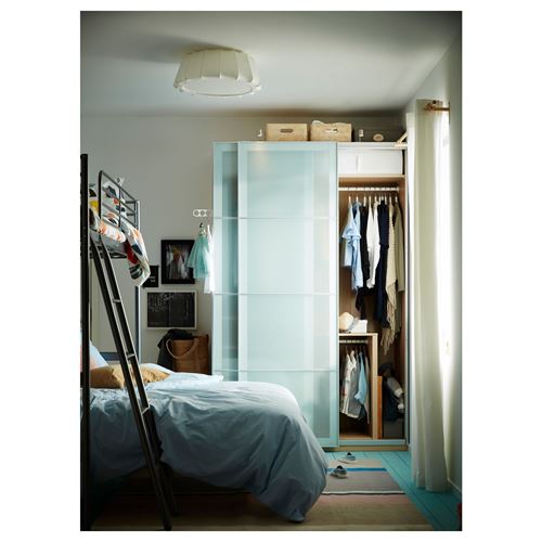 IKEA - PAX/SEKKEN, PAX sürgü kapaklı gardırop, ağartılmış meşe görünümlü, 150x66x236 cm