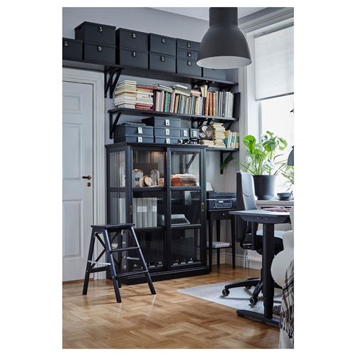 IKEA - MALSJÖ, glass-door cabinet, black, 105x141 cm