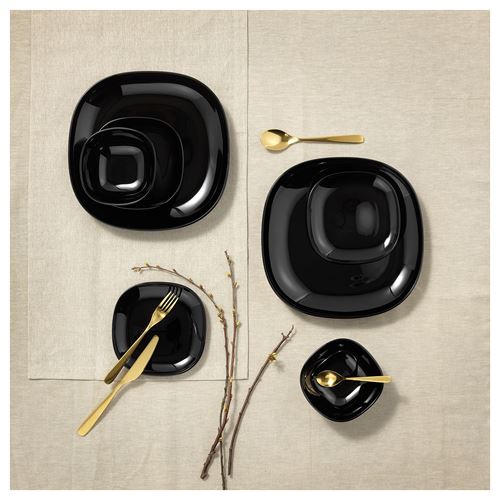 IKEA - BACKIG, plate set, black, 25x25 cm