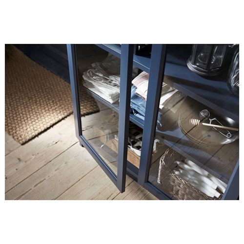 IKEA - BILLY, bookcase with glass door, dark blue, 80x30x202 cm