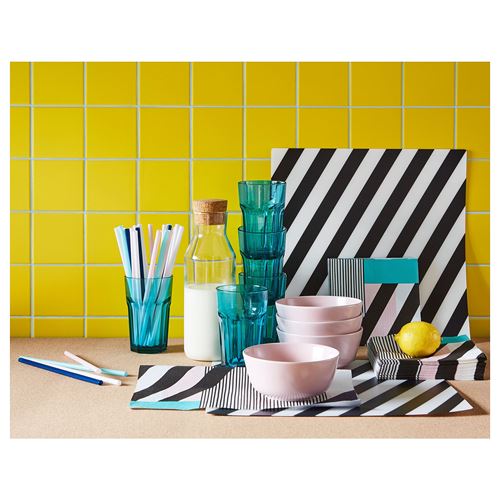 IKEA - PIPIG, amerikan servis, çizgili-siyah-beyaz, 37x37 cm