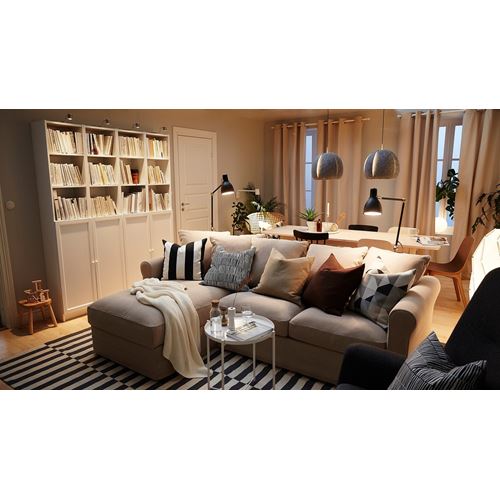 IKEA - GRÖNLID, corner sofa-bed with storage, sporda natural