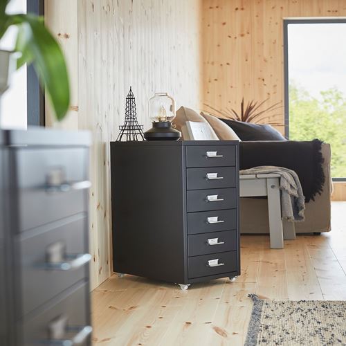 IKEA - HELMER, storage unit, black, 28x69 cm