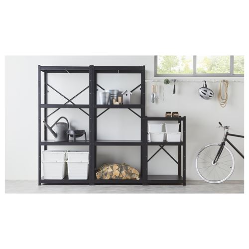 IKEA - BROR, shelving unit, black, 234x55x190 cm