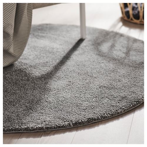 IKEA - STOENSE, round rug, medium grey, 130 cm