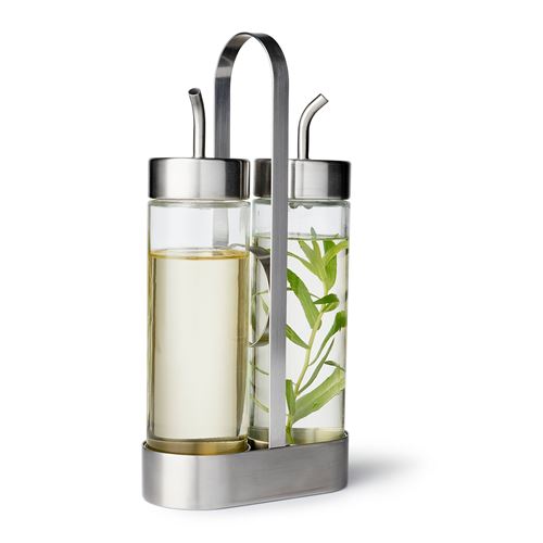 IKEA - ÖRTFYLLD, oil/vinegar set, glass/stainless steel, 20 cl