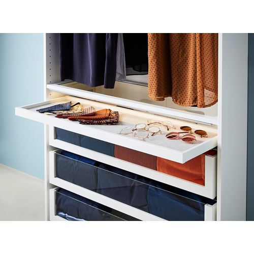 IKEA - KOMPLEMENT, cam raf, beyaz, 100x35 cm