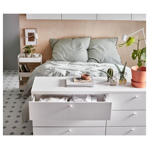 IKEA - PLATSA/FONNES, double bed base, white, 140x244x103 cm