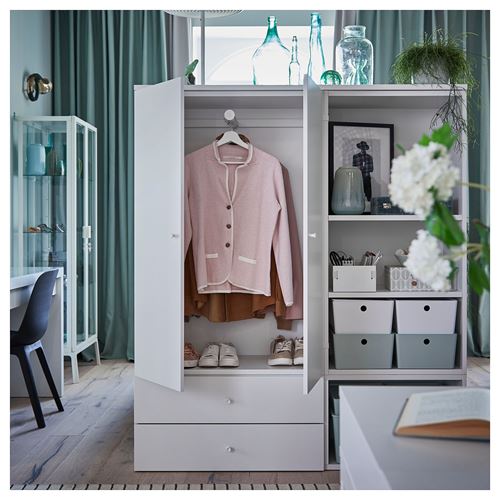 IKEA - PLATSA/FONNES, double bed base, white, 140x200