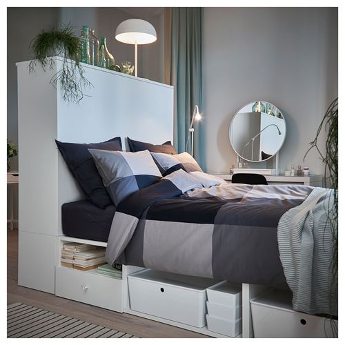 IKEA - PLATSA/FONNES, double bed, white, 142x244x163 cm