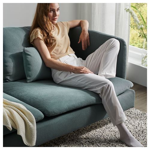 IKEA - SÖDERHAMN, 4'lü köşe kanepe, finnsta turkuaz