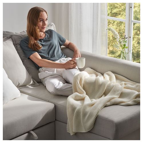 IKEA - HOLMSUND, bazalı yataklı köşe kanepe, orrsta açık beyaz-gri