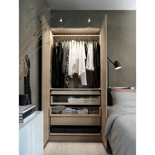 IKEA - PAX/FORSAND, PAX gardırop, ağartılmış meşe görünümlü, 100x60x201 cm