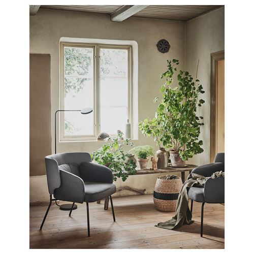 IKEA - BINGSTA, wing chair, vissle dark grey/kabusa dark grey