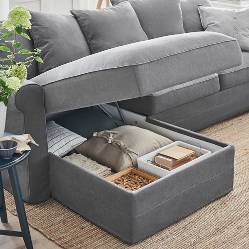 IKEA - GRÖNLID, 2-seat sofa and chaise longue, ljungen medium grey