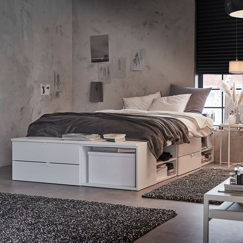 IKEA - PLATSA, çift kişilik baza, beyaz, 142x244x43 cm
