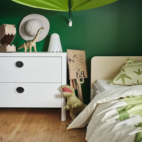 IKEA - SLAKT/LURÖY, extendable bed, white/birch, 80x200 cm