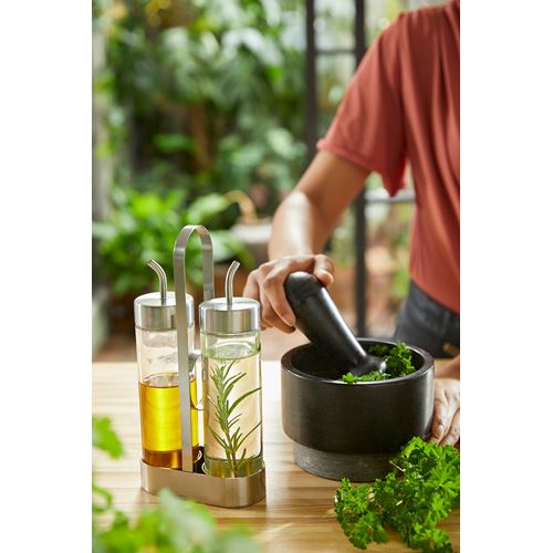 IKEA - ÖRTFYLLD, oil/vinegar set, glass/stainless steel, 20 cl