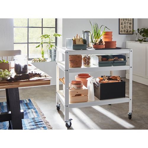 IKEA - BROR, tekerlekli servis sehpası, beyaz, 85x55 cm