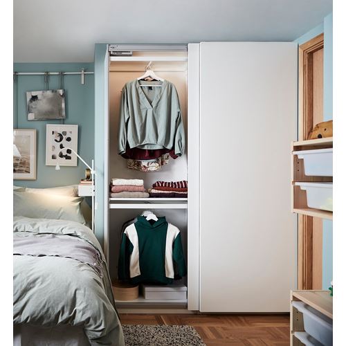 IKEA - PAX/HASVIK, PAX sürgü kapaklı gardırop, beyaz, 150x44x201 cm