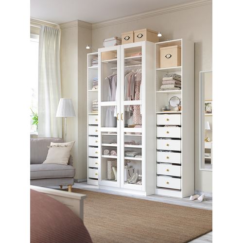 IKEA - PAX/TYSSEDAL, PAX gardırop, beyaz cam, 200x60x236 cm