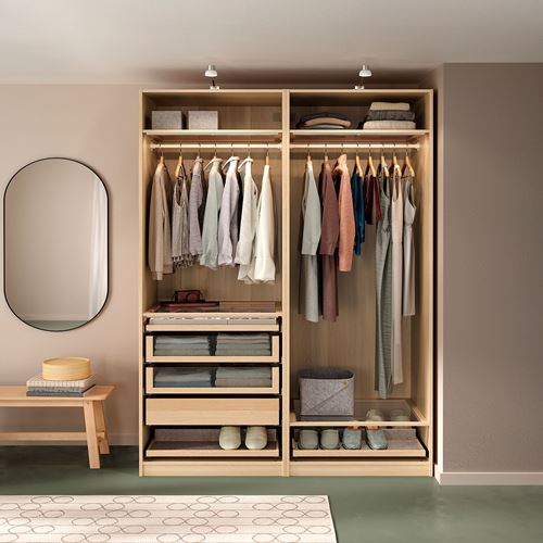 IKEA - PAX, PAX open wardrobe, white stained oak effect, 150x58x236 cm