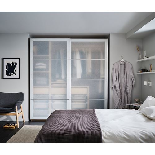IKEA - PAX/SVARTISDAL, PAX sliding door wardrobe, white stained oak effect-white paper effect, 200x66x201 cm