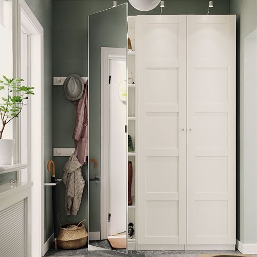 IKEA - PAX/BERGSBO/AHEIM, PAX wardrobe, white-mirror glass, 150x38x236 cm
