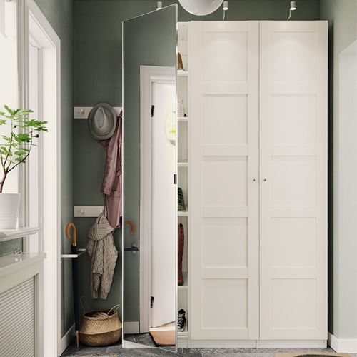 IKEA - PAX/BERGSBO/AHEIM, PAX wardrobe, white/mirror, 150x38x236 cm