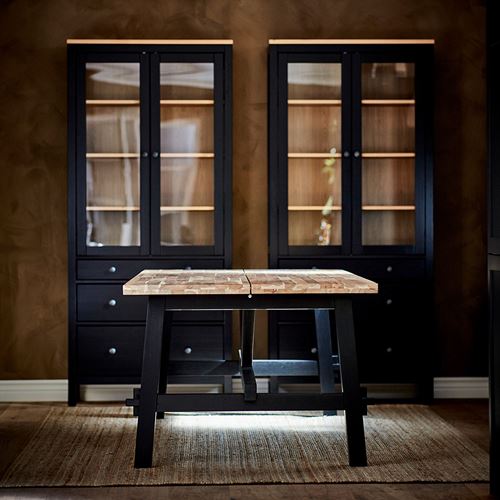 IKEA - SKOGSTA, kitchen table, acacia/black, 160x81x74 cm