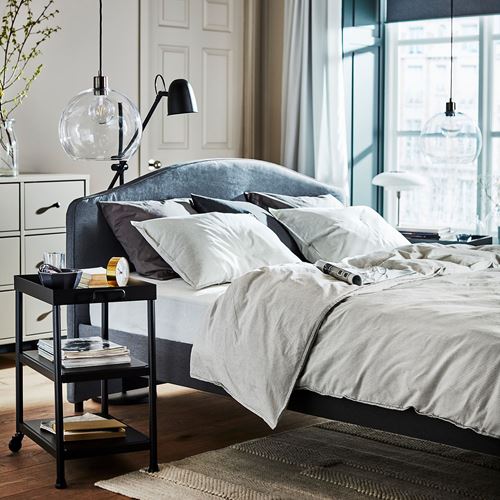 IKEA - HAUGA, double bed, vissle grey, 140x200 cm