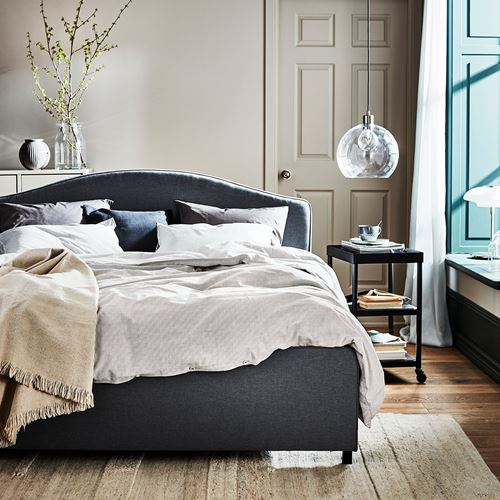 IKEA - HAUGA, double bed, vissle grey, 140x200 cm