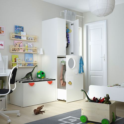 IKEA - SMASTAD, children's wardrobe, white/turquoise, 60x57x196 cm