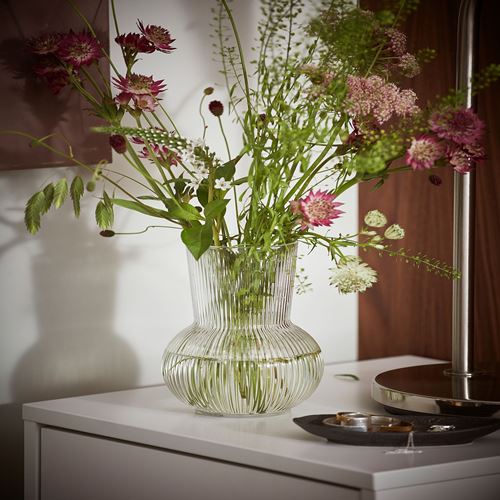 IKEA - PADRAG, glass vase, transparent glass, 17 cm