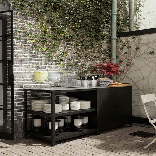 IKEA - GRILLSKAR, outdoor kitchen island, stainless steel/black, 86x61 cm