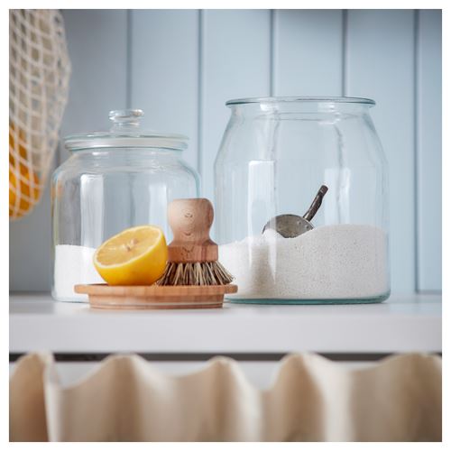 IKEA - IKEA 365+, kapaklı cam saklama kabı, cam-bambu, 3,7 lt